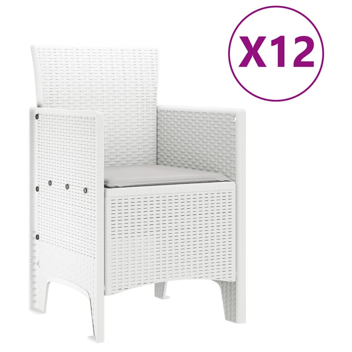 vidaXL Σέτ φαγητού για κήπο 13 τμχ. Λευκό Rattan Polt