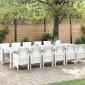 vidaXL Σέτ φαγητού για κήπο 13 τμχ. Λευκό Rattan Polt