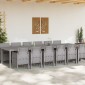 vidaXL Σέτ φαγητού για κήπο 13 τμχ. Ανοιχτό γκρι Rattan Polt