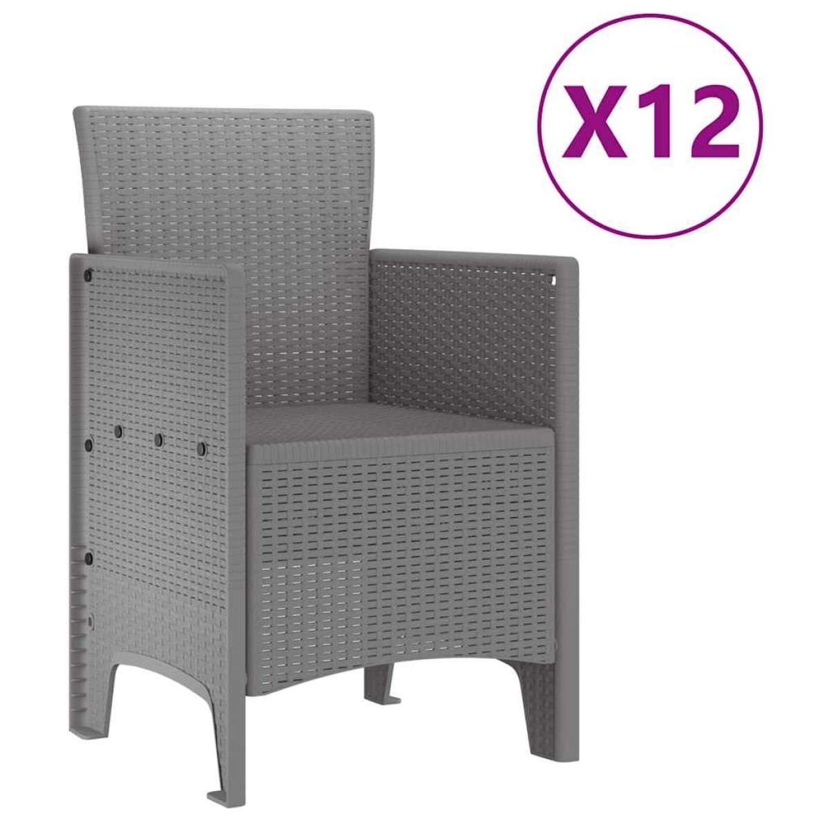 vidaXL Σέτ φαγητού για κήπο 13 τμχ. Ανοιχτό γκρι Rattan Polt