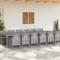 vidaXL Σέτ φαγητού για κήπο 13 τμχ. Ανοιχτό γκρι Rattan Polt