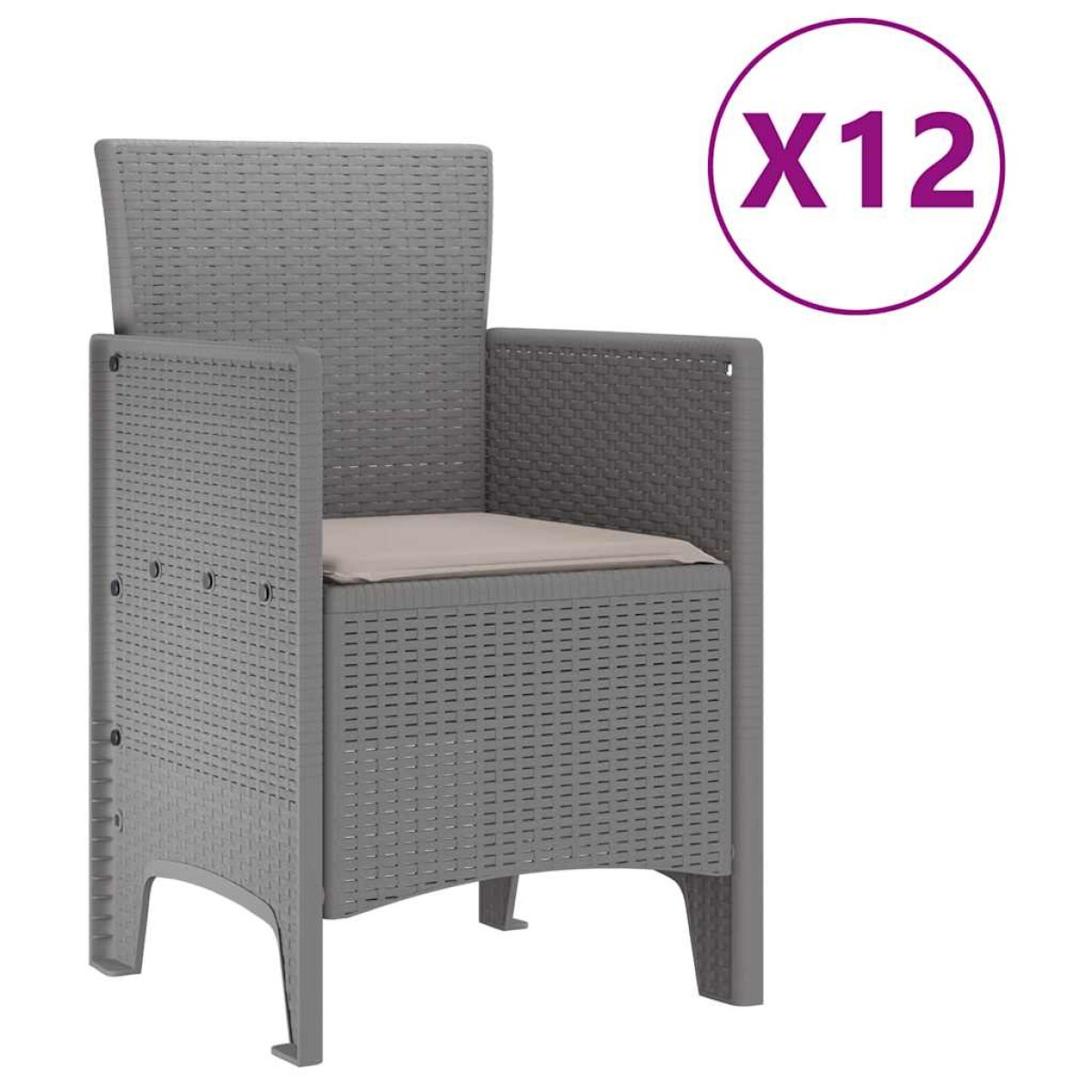 vidaXL Σέτ φαγητού για κήπο 13 τμχ. Ανοιχτό γκρι Rattan Polt