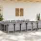 vidaXL Σέτ φαγητού για κήπο 13 τμχ. Ανοιχτό γκρι Rattan Polt