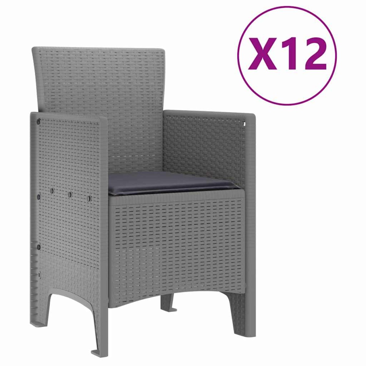 vidaXL Σέτ φαγητού για κήπο 13 τμχ. Ανοιχτό γκρι Rattan Polt