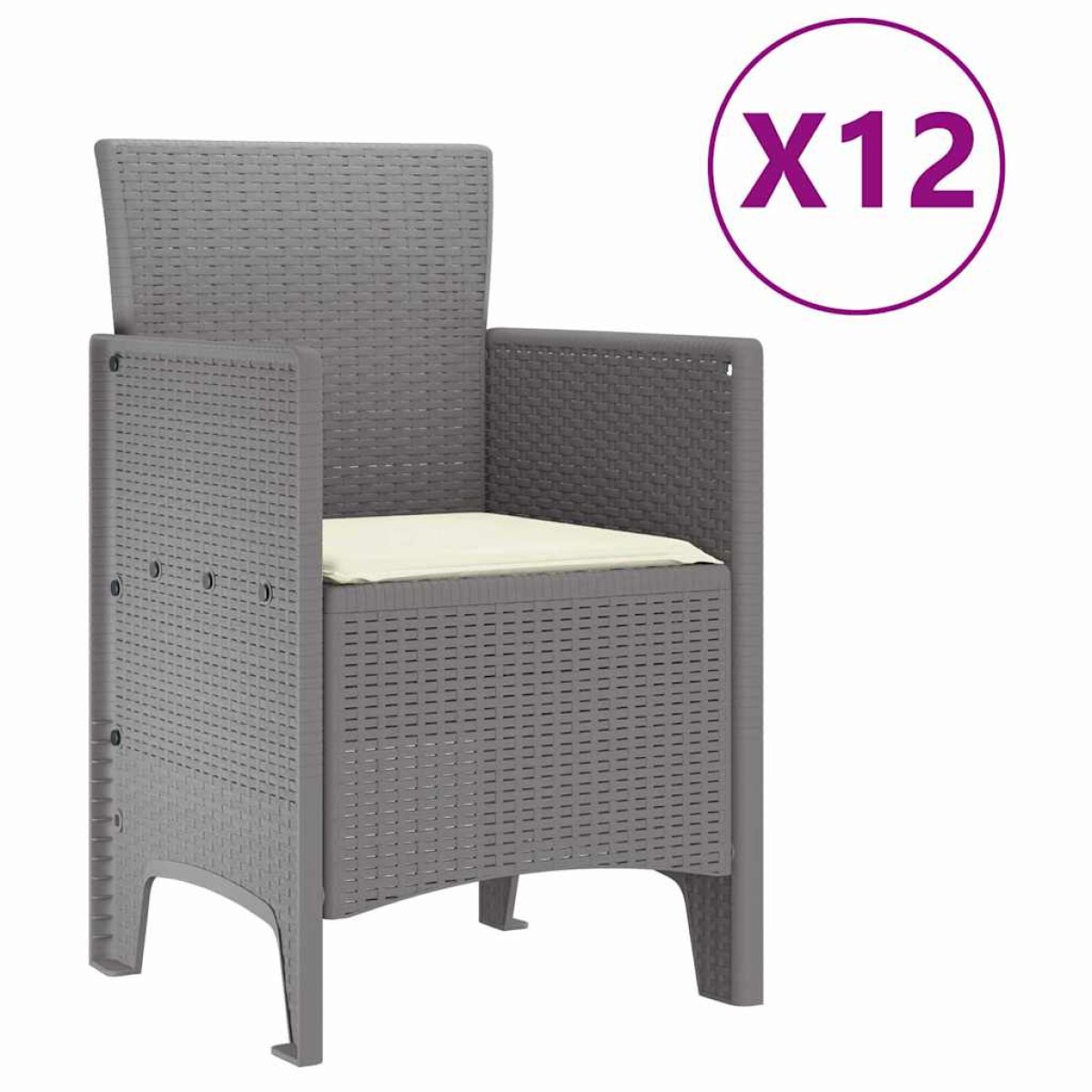 vidaXL Σέτ φαγητού για κήπο 13 τμχ. Ανοιχτό γκρι Rattan Polt