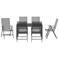 vidaXL Σέτ φαγητού για κήπο 7 τμχ. Ανθρακί Ατσάλι με Πούδρα