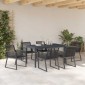 vidaXL Σέτ φαγητού για κήπο 7 τμχ. Μαύρο συνθετικό ρατάν