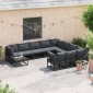 vidaXL Σετ Καναπέ Κήπου 11 τμχ. Μαύρο Αλουμίνιο