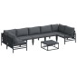 vidaXL Σετ Καναπέ Κήπου 8 τμχ. Μαύρο Ατσάλι