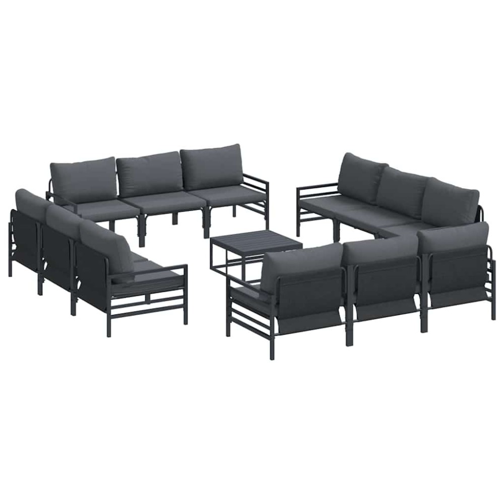 vidaXL Σετ Καναπέ Κήπου 13 τμχ. Μαύρο Ατσάλι