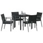 vidaXL Σέτ φαγητού για κήπο 5 τμχ. Μαύρο και Γκρι Ράτα PE