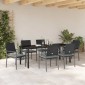 vidaXL Σέτ φαγητού για κήπο 7 τμχ. Μαύρο και Ανοιχτό Γκρι Ράτα PE