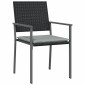vidaXL Σέτ φαγητού για κήπο 7 τμχ. Μαύρο και Ανοιχτό Γκρι Ράτα PE