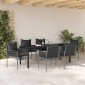 vidaXL Σέτ φαγητού για κήπο 7 τμχ. Μαύρο και Γκρι Ράτα PE