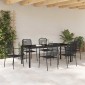 vidaXL Σέτ φαγητού για κήπο 7 τμχ. Μαύρο Χάλυβας με επίστρωση πούδρας