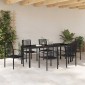 vidaXL Σέτ φαγητού για κήπο 7 τμχ. Μαύρο Χάλυβας με επίστρωση πούδρας
