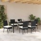 vidaXL Σέτ φαγητού για κήπο 7 τμχ. Μαύρο Χάλυβας με επίστρωση πούδρας
