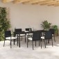vidaXL Σέτ φαγητού για κήπο 7 τμχ. Μαύρο Χάλυβας με επίστρωση πούδρας