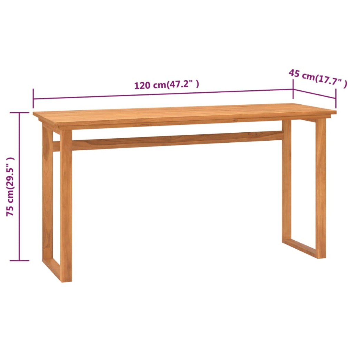 vidaXL Γραφείο 120 x 45 x 75 εκ. από Μασίφ Ξύλο Teak