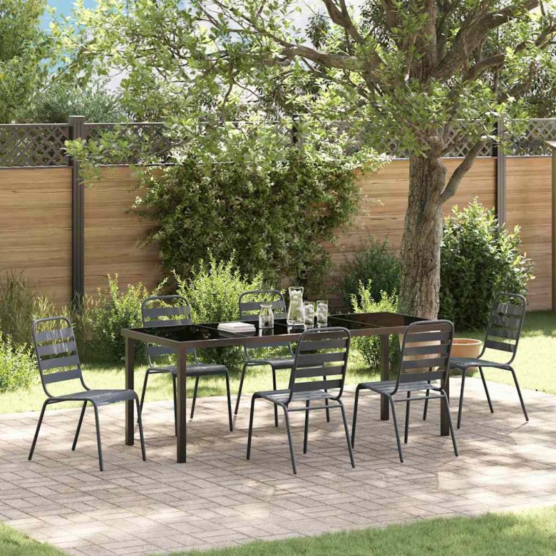 vidaXL Σέτ φαγητού για κήπο 7 τμχ. Ανθρακί