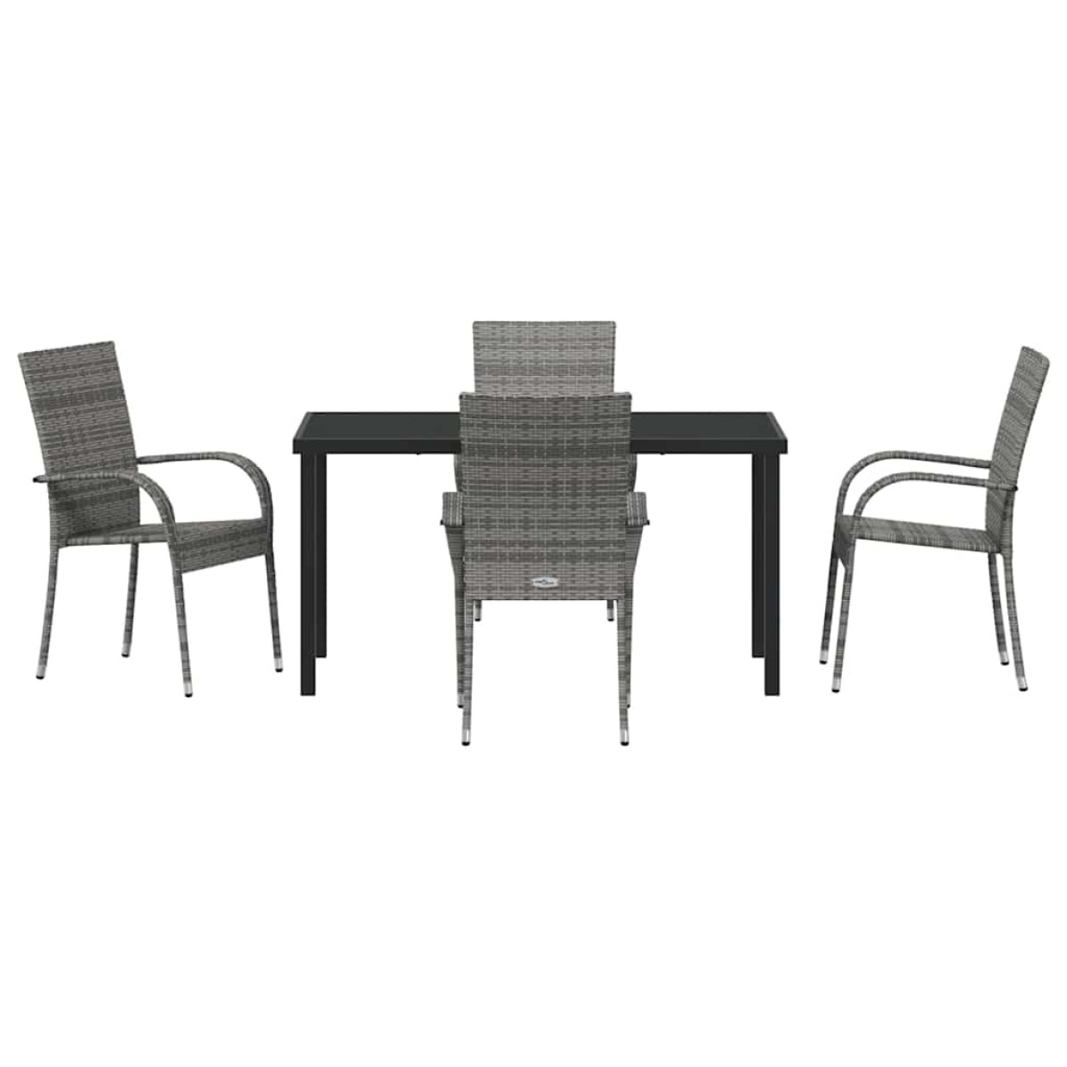 vidaXL Σέτ φαγητού για κήπο 5 τμχ. Γκρι Χάλυβας με επίστρωση πούδρας