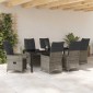 vidaXL Σέτ φαγητού για κήπο 7 τμχ. Γκρι συνθετικό ρατάν