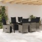 vidaXL Σέτ φαγητού για κήπο 7 τμχ. Γκρι συνθετικό ρατάν