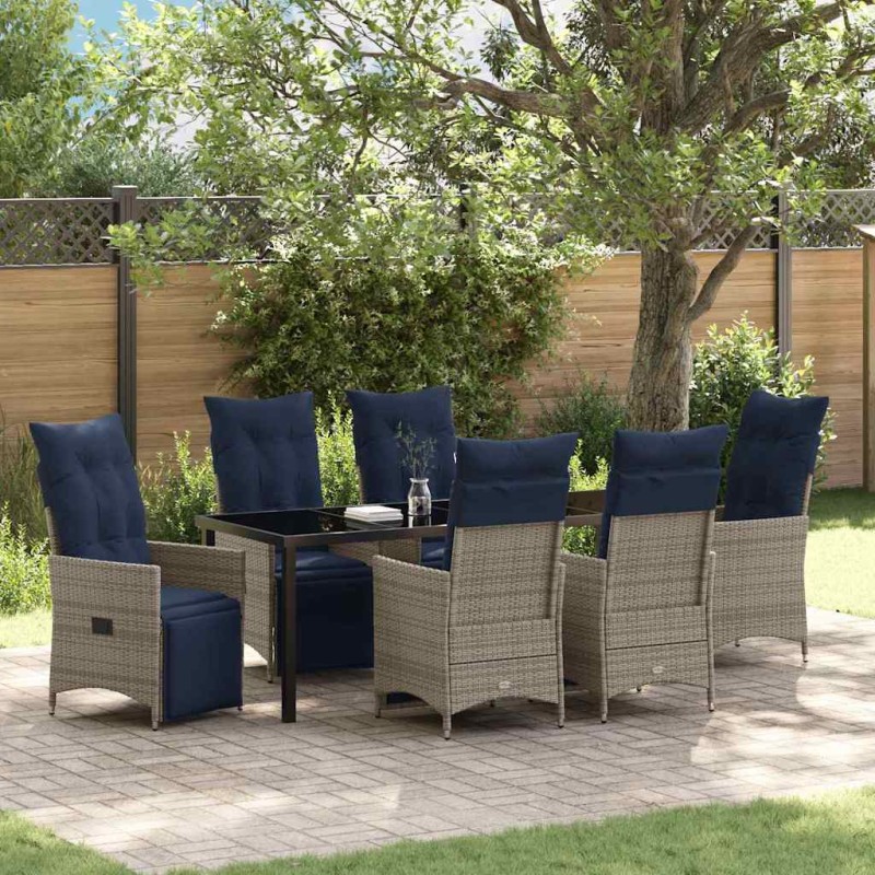 vidaXL Σετ τραπεζιού και καρέκλας 7 τμχ. Γκρι Ράτα PE