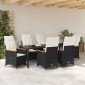 vidaXL Σέτ φαγητού για κήπο 7 τμχ. Μαύρο συνθετικό ρατάν