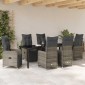 vidaXL Σέτ φαγητού για κήπο 7 τμχ. Γκρι συνθετικό ρατάν