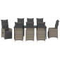 vidaXL Σέτ φαγητού για κήπο 9 τμχ. Γκρι συνθετικό ρατάν
