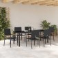 vidaXL Σέτ φαγητού για κήπο 7 τμχ. Μαύρο συνθετικό ρατάν