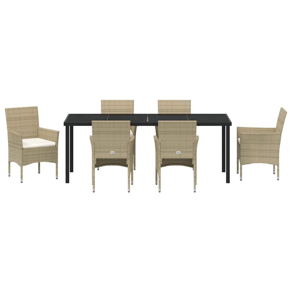 vidaXL Σέτ φαγητού για κήπο 7 τμχ. Μπεζ συνθετικό ρατάν