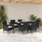 vidaXL Σέτ φαγητού για κήπο 7 τμχ. Μαύρο συνθετικό ρατάν