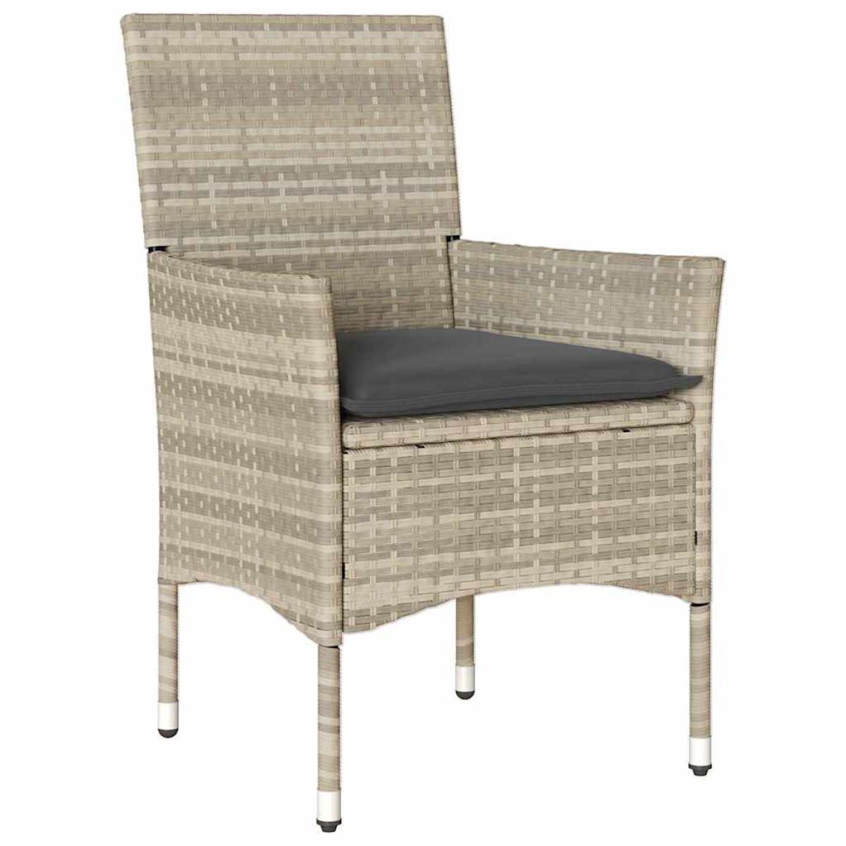 vidaXL Σέτ φαγητού για κήπο 7 τμχ. Ανοιχτό γκρι συνθετικό ρατάν