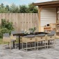 vidaXL Σέτ φαγητού για κήπο 9 τμχ. Μπεζ συνθετικό ρατάν