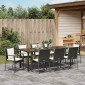 vidaXL Σέτ φαγητού για κήπο 9 τμχ. Μαύρο συνθετικό ρατάν