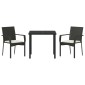 vidaXL Σέτ φαγητού για κήπο 3 τμχ. Μαύρο συνθετικό ρατάν