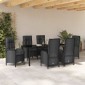 vidaXL Σέτ φαγητού για κήπο 7 τμχ. Μαύρο συνθετικό ρατάν