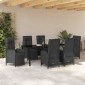 vidaXL Σέτ φαγητού για κήπο 7 τμχ. Μαύρο συνθετικό ρατάν
