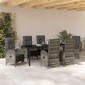 vidaXL Σέτ φαγητού για κήπο 7 τμχ. Γκρι συνθετικό ρατάν
