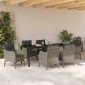 vidaXL Σέτ φαγητού για κήπο 7 τμχ. Ανοιχτό γκρι συνθετικό ρατάν