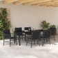 vidaXL Σέτ φαγητού για κήπο 7 τμχ. Μαύρο συνθετικό ρατάν