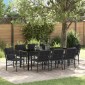 vidaXL Σέτ φαγητού για κήπο 9 τμχ. Μαύρο συνθετικό ρατάν