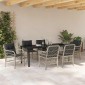 vidaXL Σέτ φαγητού για κήπο 7 τμχ. Ανοιχτό γκρι συνθετικό ρατάν