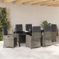 vidaXL Σέτ φαγητού για κήπο 7 τμχ. Γκρι συνθετικό ρατάν
