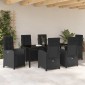 vidaXL Σέτ φαγητού για κήπο 7 τμχ. Μαύρο συνθετικό ρατάν