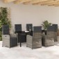 vidaXL Σέτ φαγητού για κήπο 7 τμχ. Γκρι συνθετικό ρατάν