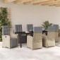 vidaXL Σέτ φαγητού για κήπο 7 τμχ. Μπεζ συνθετικό ρατάν