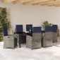 vidaXL Σέτ φαγητού για κήπο 7 τμχ. Γκρι συνθετικό ρατάν